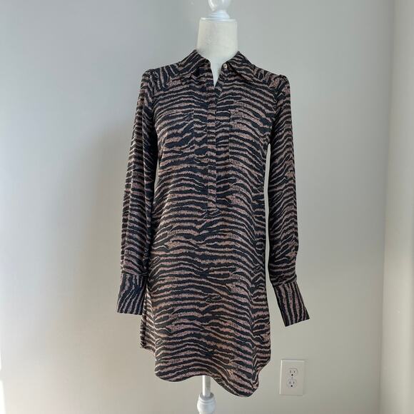 joie Talma Zebra Long Sleeve Shift Dress XS - Picture 1 of 7